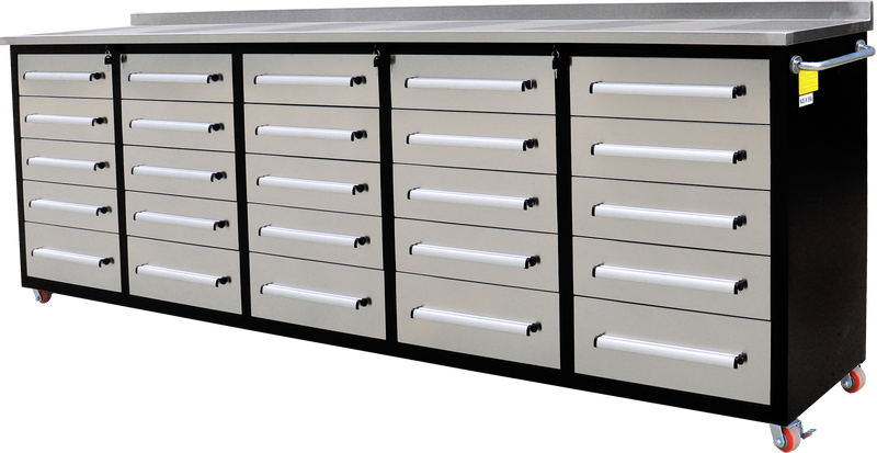 10ft 25-Drawer Storage Workbench(25 Drawers)