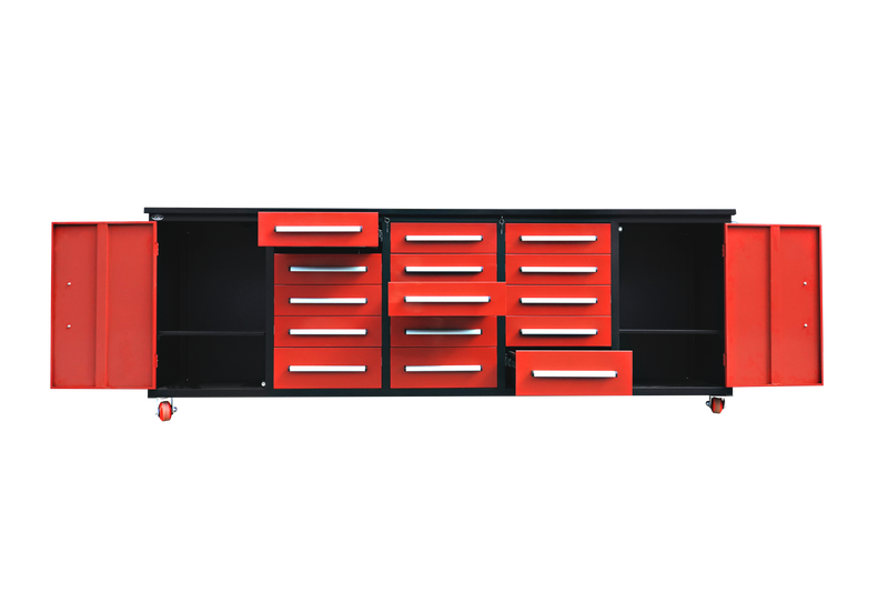 10ft Workbench Storage Cabinet（15 Drawers & 2 Cabinets）