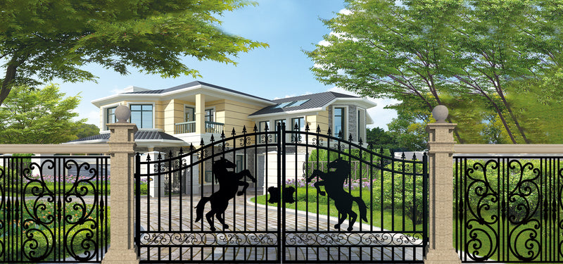 14ft Dual Swing Driveway Steel Gate