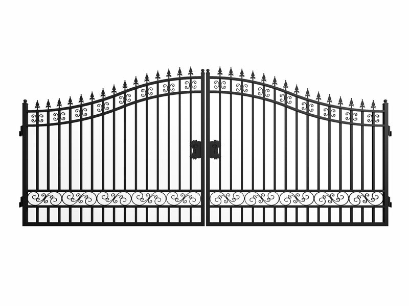 16ft Dual Swing Driveway Steel Gate