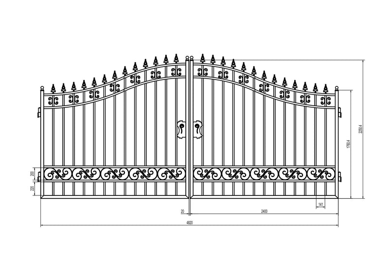 16ft Dual Swing Driveway Steel Gate