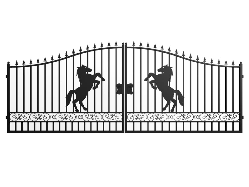 18ft Dual Swing Driveway Steel Gate
