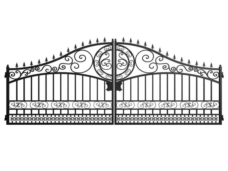 18ft Dual Swing Driveway Steel Gate-European Style