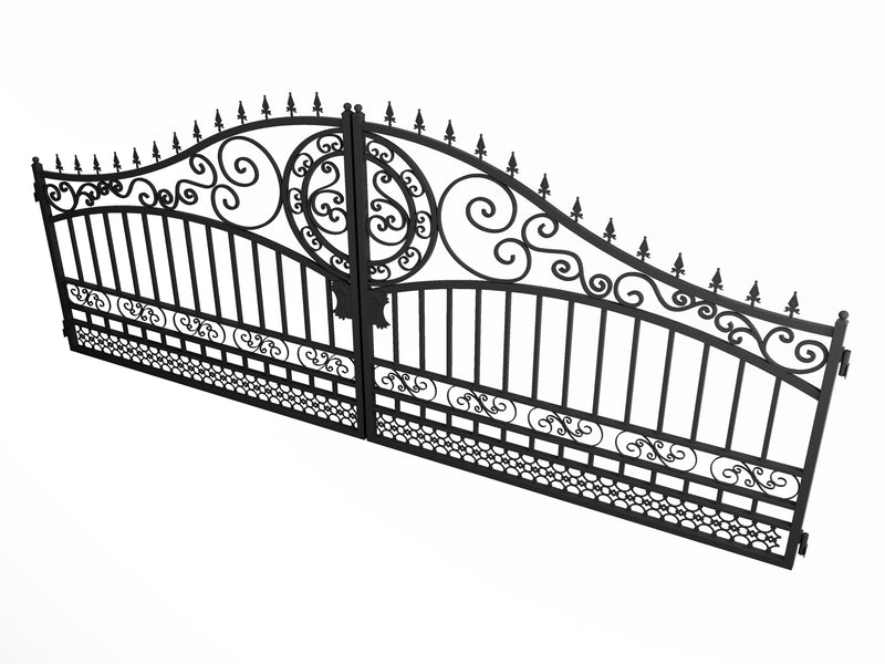 18ft Dual Swing Driveway Steel Gate-European Style