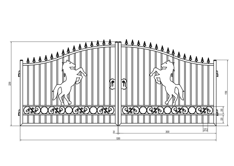 18ft Dual Swing Driveway Steel Gate