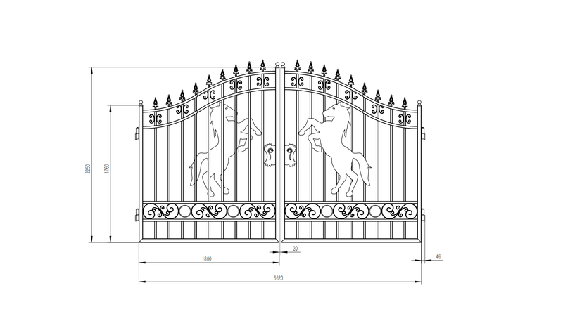 12ft Dual Swing Driveway Steel Gate