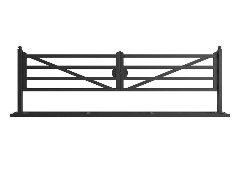 20 ft Farm Driveway Gate with Diagonal Tubes, Dual Swing