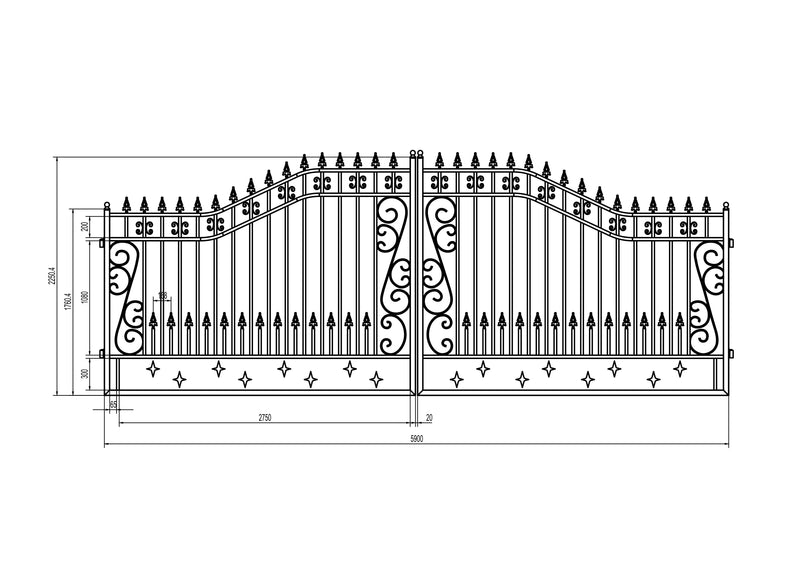 20ft Dual Swing Driveway Gate with Star Pattern