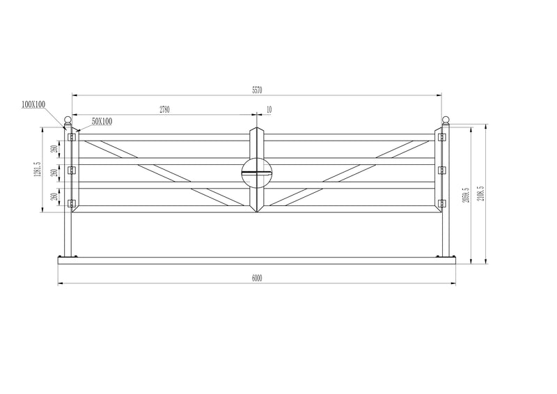 20 ft Farm Driveway Gate with Diagonal Tubes, Dual Swing
