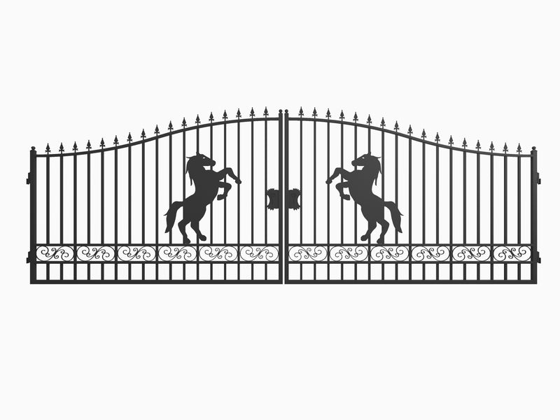 20ft Dual Swing Driveway Steel Gate