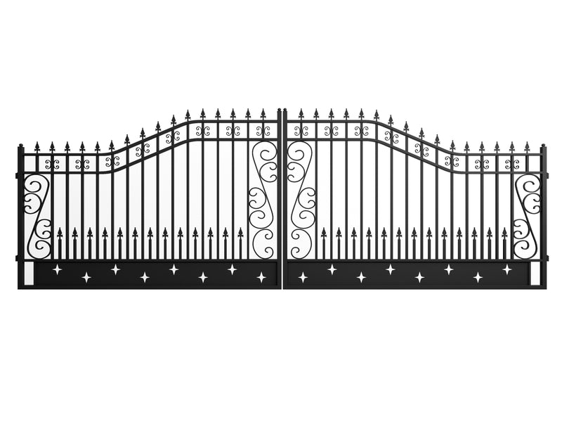 20ft Dual Swing Driveway Gate with Star Pattern