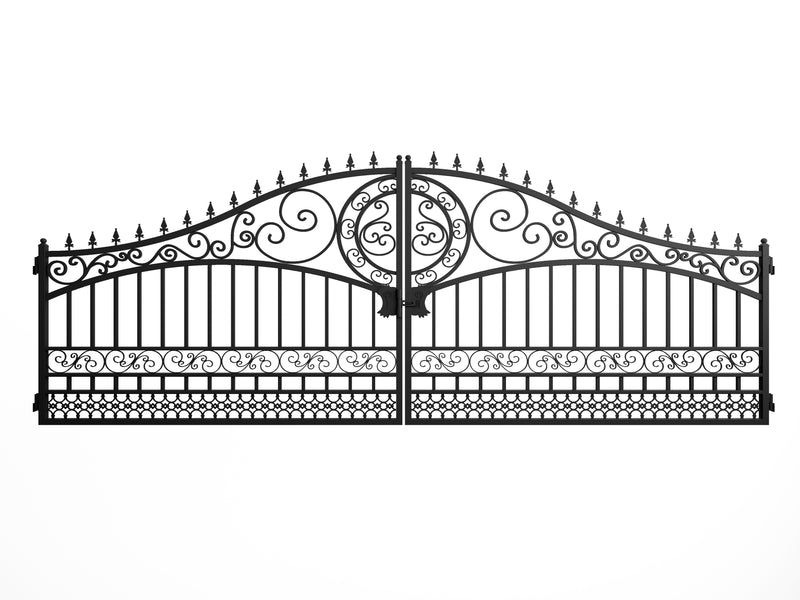 20ft Dual Swing Driveway Steel Gate-European Style