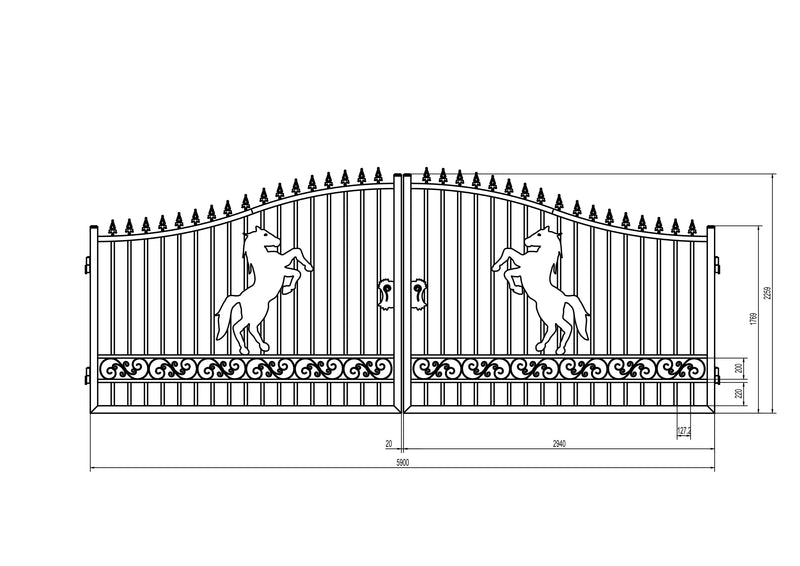 20ft Dual Swing Driveway Steel Gate