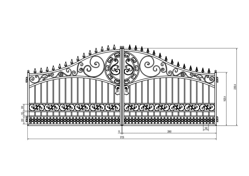20ft Dual Swing Driveway Steel Gate-European Style