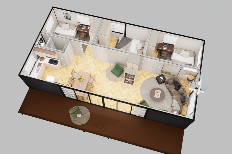 40ft Expandable  Home -3 Bedrooms