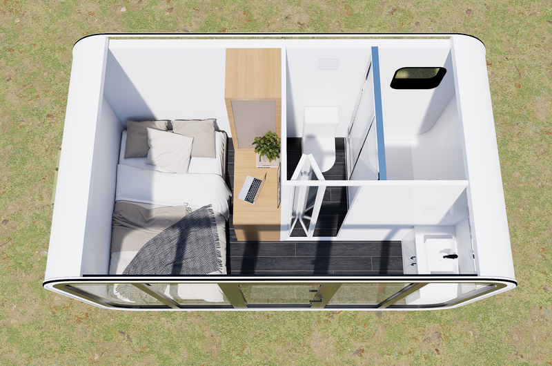 4m Backyard Office Pod -Bed/Bath/Cabinetry