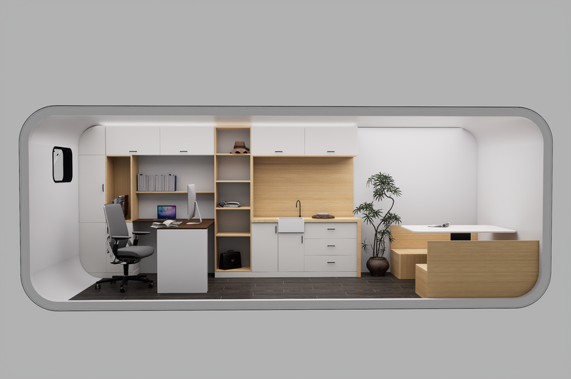 6m Backyard Office Pod C- Cabinetry/Booth Seating