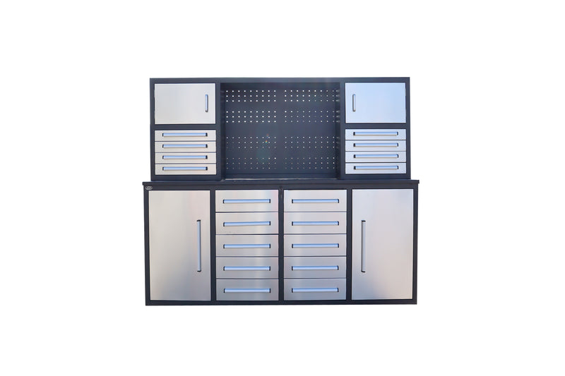 H7ft Workbench Cabinet (18 Drawers & 4 Cabinets & Pegboard)