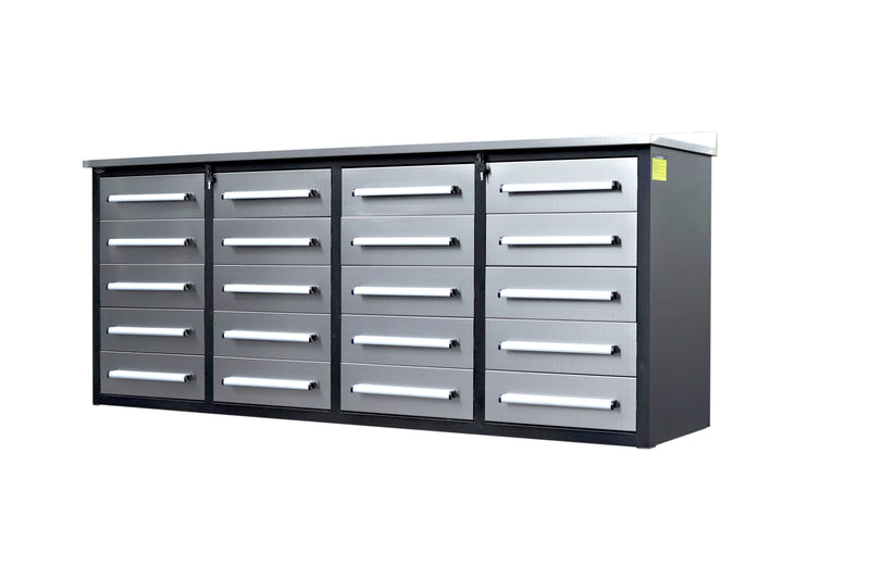 7ft Workbench Storage Cabinet  (20 Drawers)