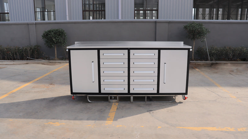 7ft Workbench Storage Cabinet  (10 Drawers & 2Cabinets)